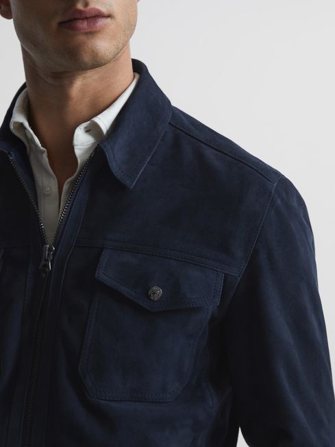 Pike Suede Zip Through Trucker Jacket