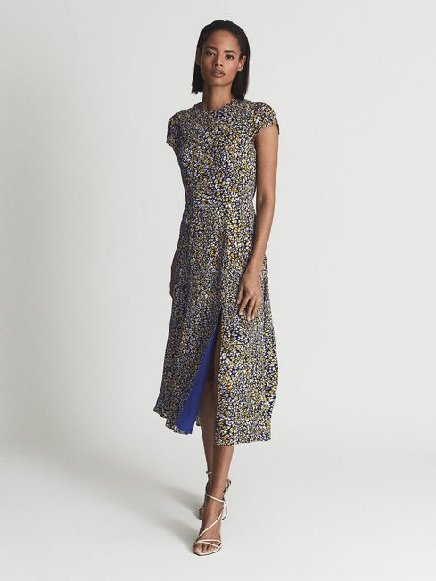 Livia Printed Cut Out Back Midi Dress