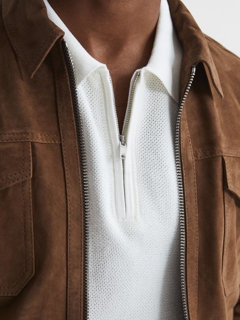 Otis Half Zip Stitch Interest Polo T-Shirt