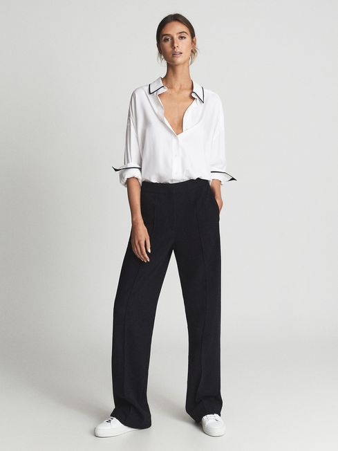 Iria Wool Blend Wide Leg Trousers
