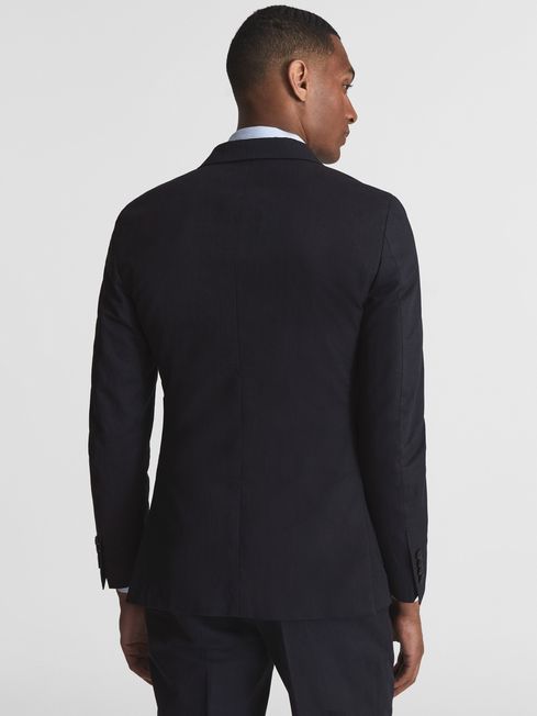 Class Double Breasted Cotton-Linen Blazer