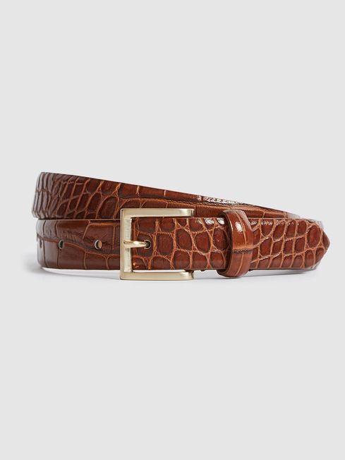 Molly Leather Croc Embossed Belt