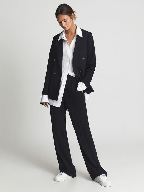 Iria Wool Blend Wide Leg Trousers