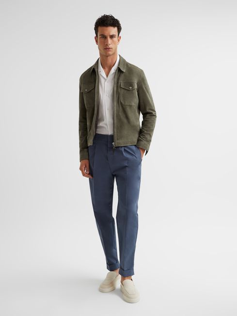 Pike Suede Zip Through Trucker Jacket