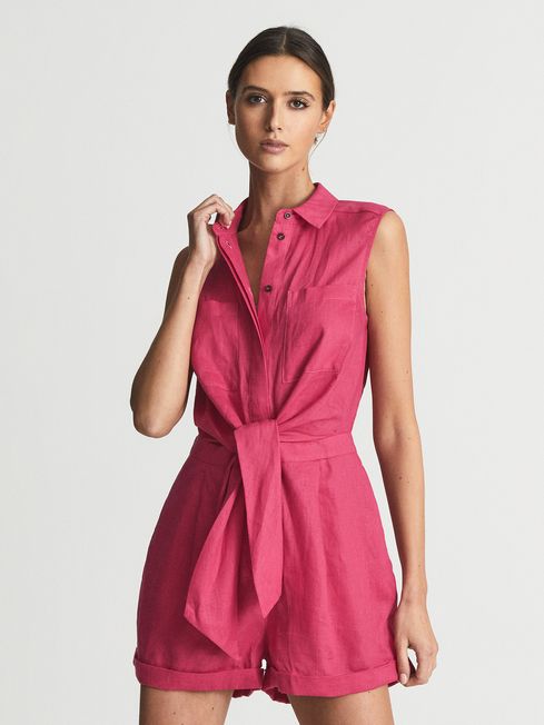 Ema Sleeveless Linen Playsuit