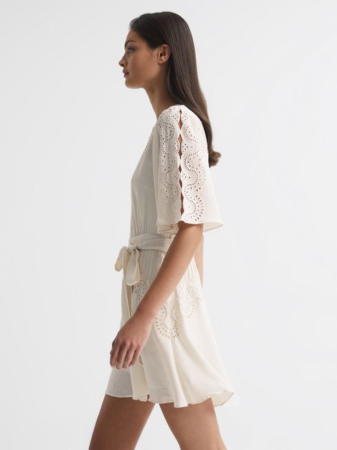 Rhea Broderie Sleeve Floppy Mini Dress