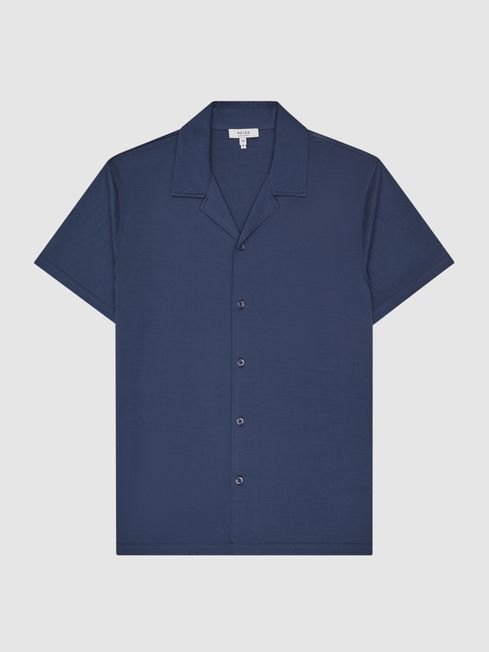 Caspa Mercerised Jersey Cuban Collar Shirt