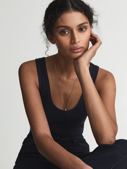 Violet Scoop Neck Jersey Vest Top