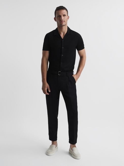 Caspa Mercerised Jersey Cuban Collar Shirt