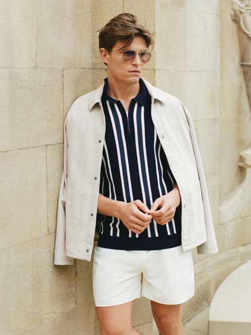 Byron - Che Striped Half Zip Polo T-Shirt