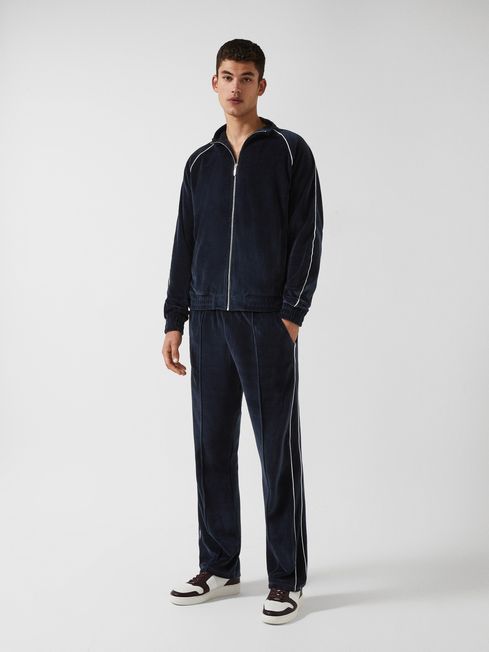 William - Che Velour Zip Through Jacket With Piping