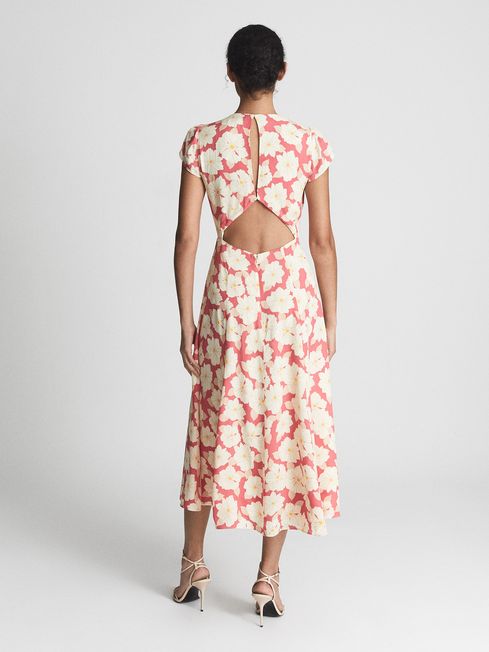 Livia Printed Cut Out Back Midi Dress