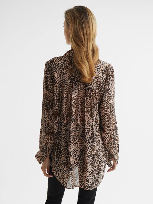 Tora Animal Print Neck Tie Blouse