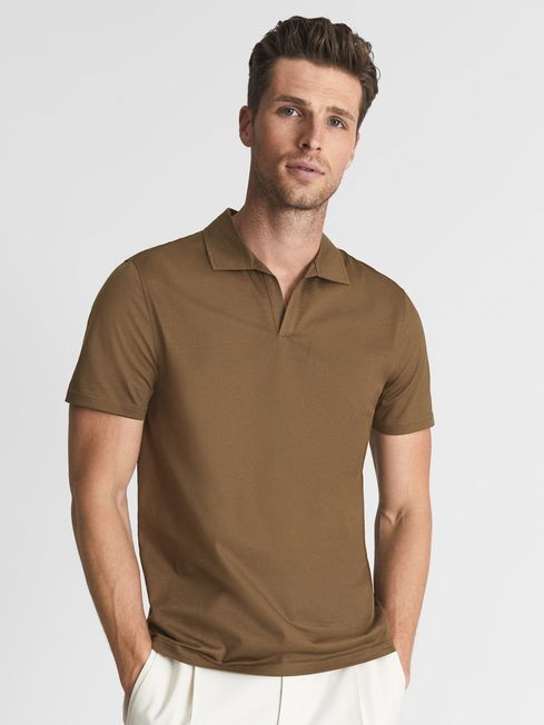 Jaxx Mercerised Open Collar Polo T-Shirt