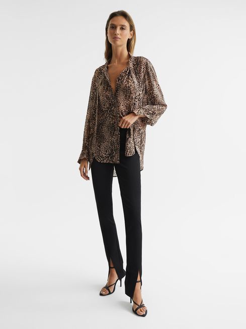 Tora Animal Print Neck Tie Blouse
