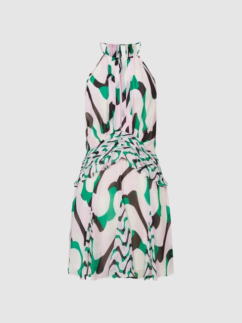Belle Printed Halter Mini Dress
