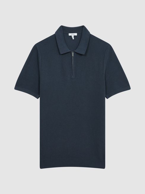 Otis Half Zip Stitch Interest Polo T-Shirt