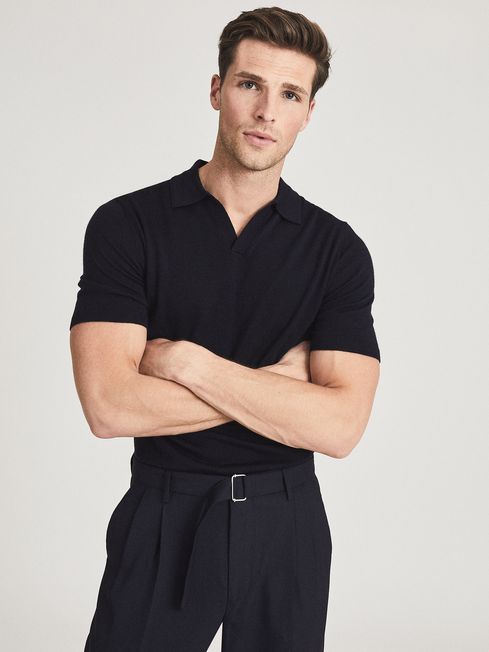 Duchie Merino Wool Open Collar Polo Shirt
