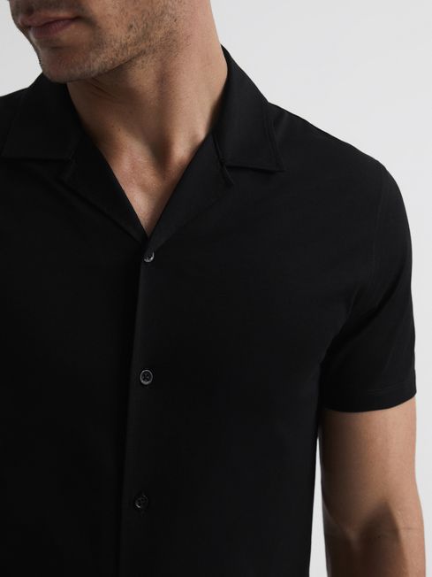 Caspa Mercerised Jersey Cuban Collar Shirt