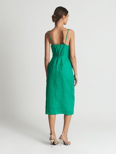 Kay Tie Detail Linen Midi Dress