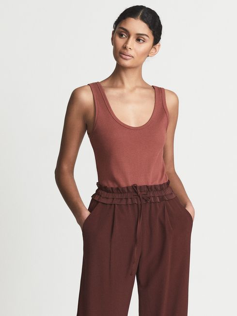 Violet Scoop Neck Jersey Vest Top