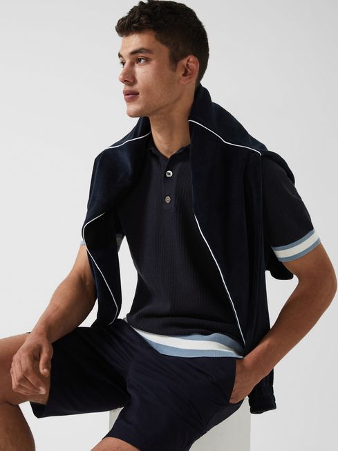 Quinn - Che Half Button Contrast-Sleeve Polo T-Shirt