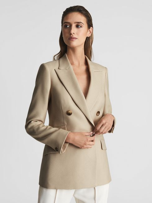 Logan Double Breasted Twill Blazer