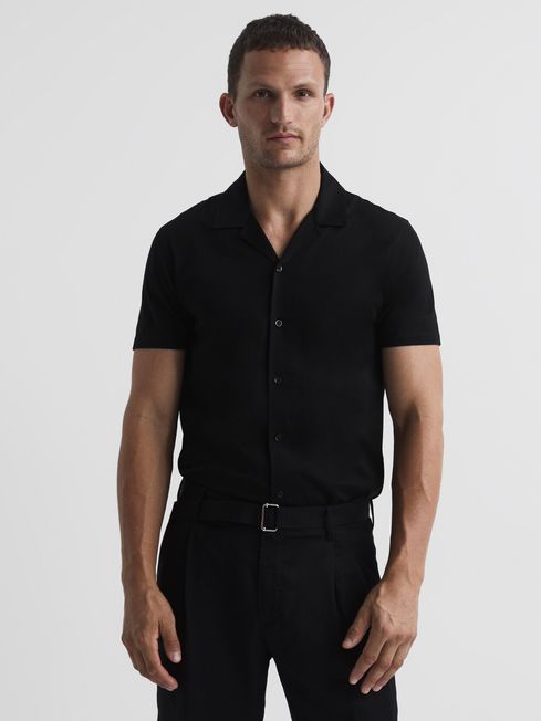 Caspa Mercerised Jersey Cuban Collar Shirt