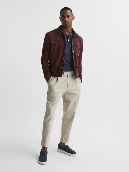 Otis Half Zip Stitch Interest Polo T-Shirt
