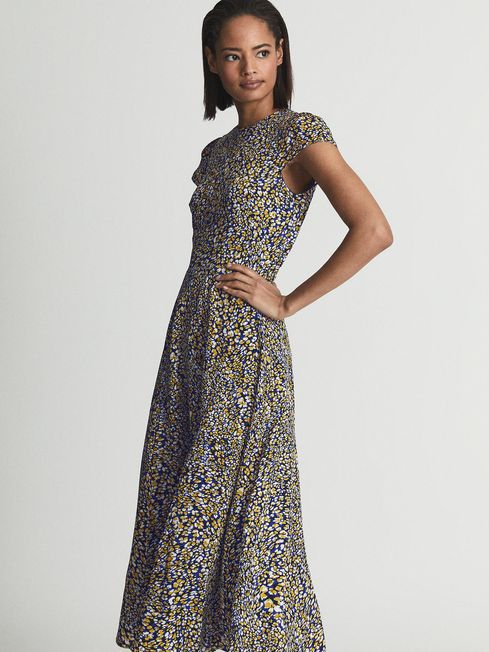 Livia Printed Cut Out Back Midi Dress