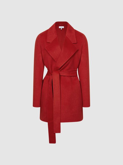 Amalia Belted Blindseam Short Wool Coat