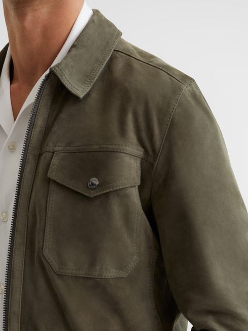Pike Suede Zip Through Trucker Jacket