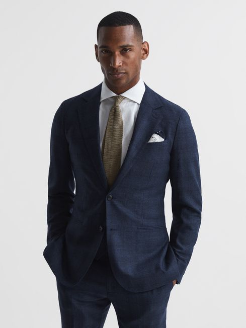 Ancroft Single Breasted Prince Of Wales Check Blazer