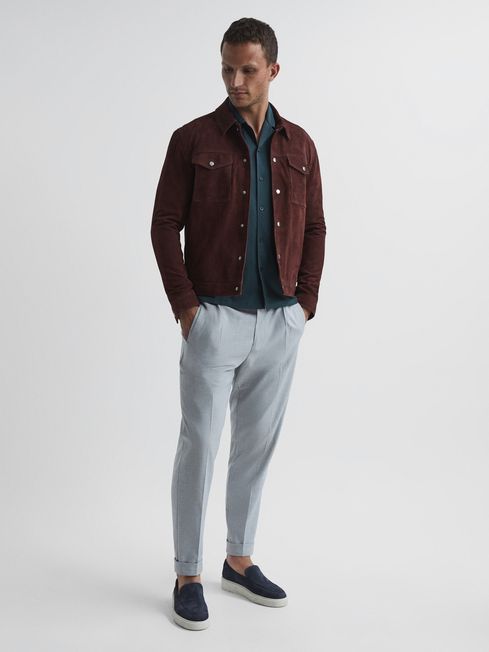Caspa Mercerised Jersey Cuban Collar Shirt