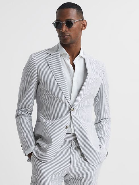 Barr Single Breasted Seersucker Blazer