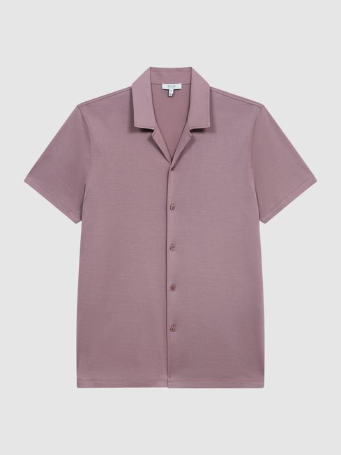 Caspa Mercerised Jersey Cuban Collar Shirt