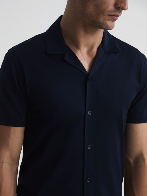 Caspa Mercerised Jersey Cuban Collar Shirt