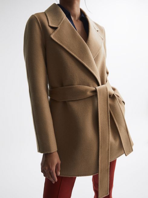 Amalia Belted Blindseam Short Wool Coat