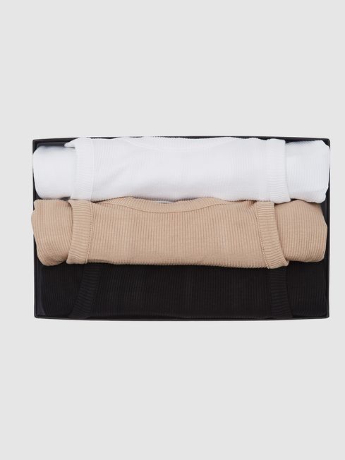 Mirabel 3 Pack Ribbed Racer Tank Tops 3 Pack