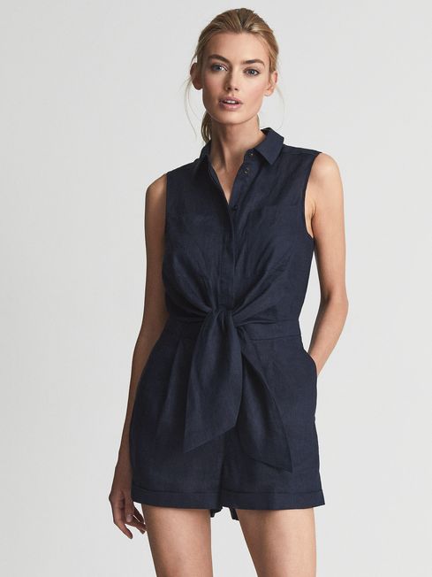 Ema Sleeveless Linen Playsuit