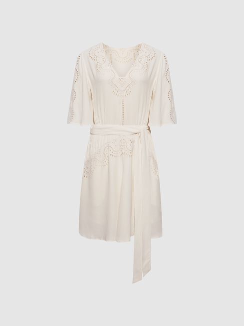Rhea Broderie Sleeve Floppy Mini Dress