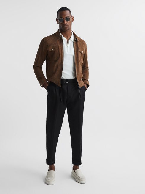 Otis Half Zip Stitch Interest Polo T-Shirt