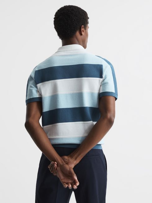 Herald Half Zip Textured Stripe Polo T-Shirt