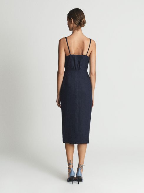 Kay Tie Detail Linen Midi Dress