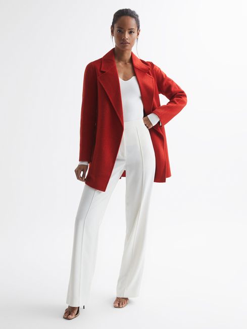 Amalia Belted Blindseam Short Wool Coat