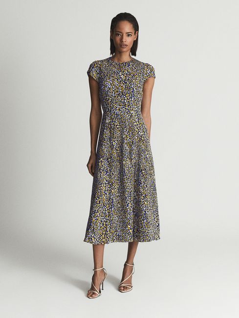 Livia Printed Cut Out Back Midi Dress