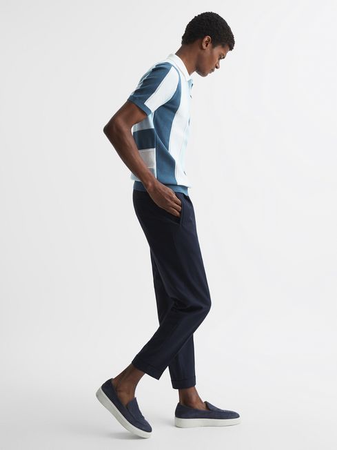Herald Half Zip Textured Stripe Polo T-Shirt