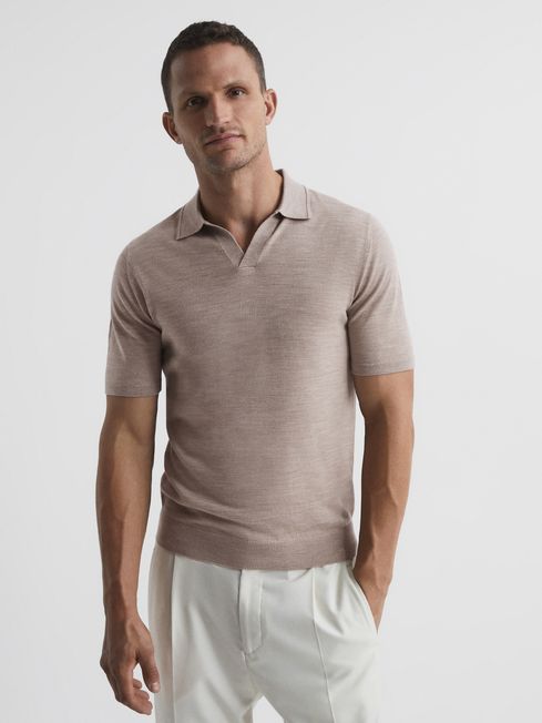 Duchie Merino Wool Open Collar Polo Shirt