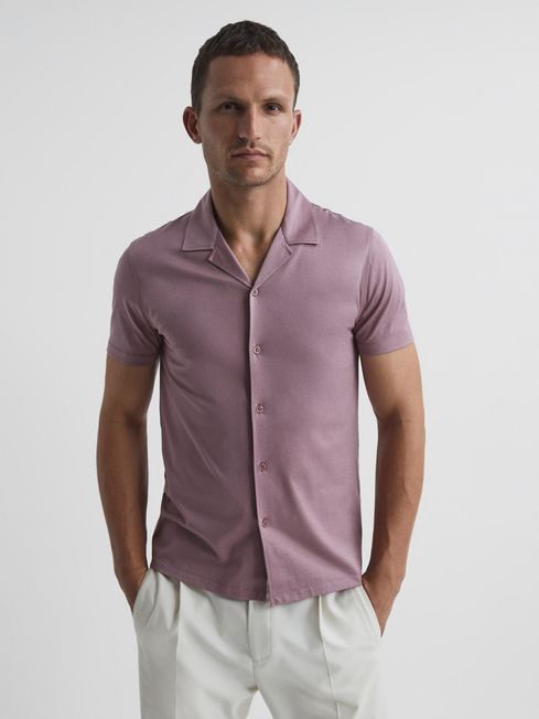 Caspa Mercerised Jersey Cuban Collar Shirt