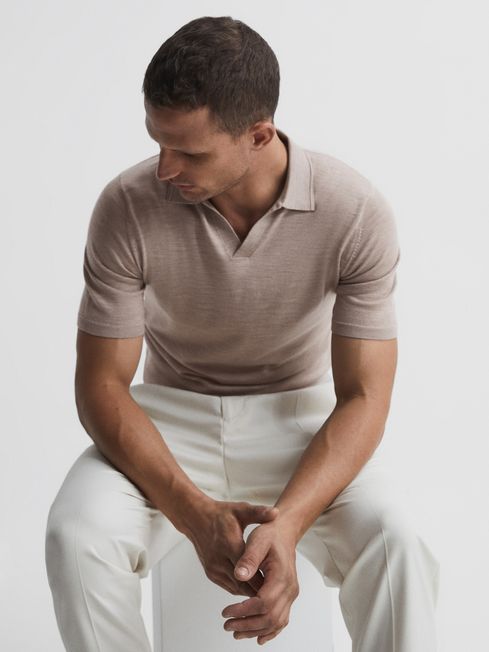 Duchie Merino Wool Open Collar Polo Shirt